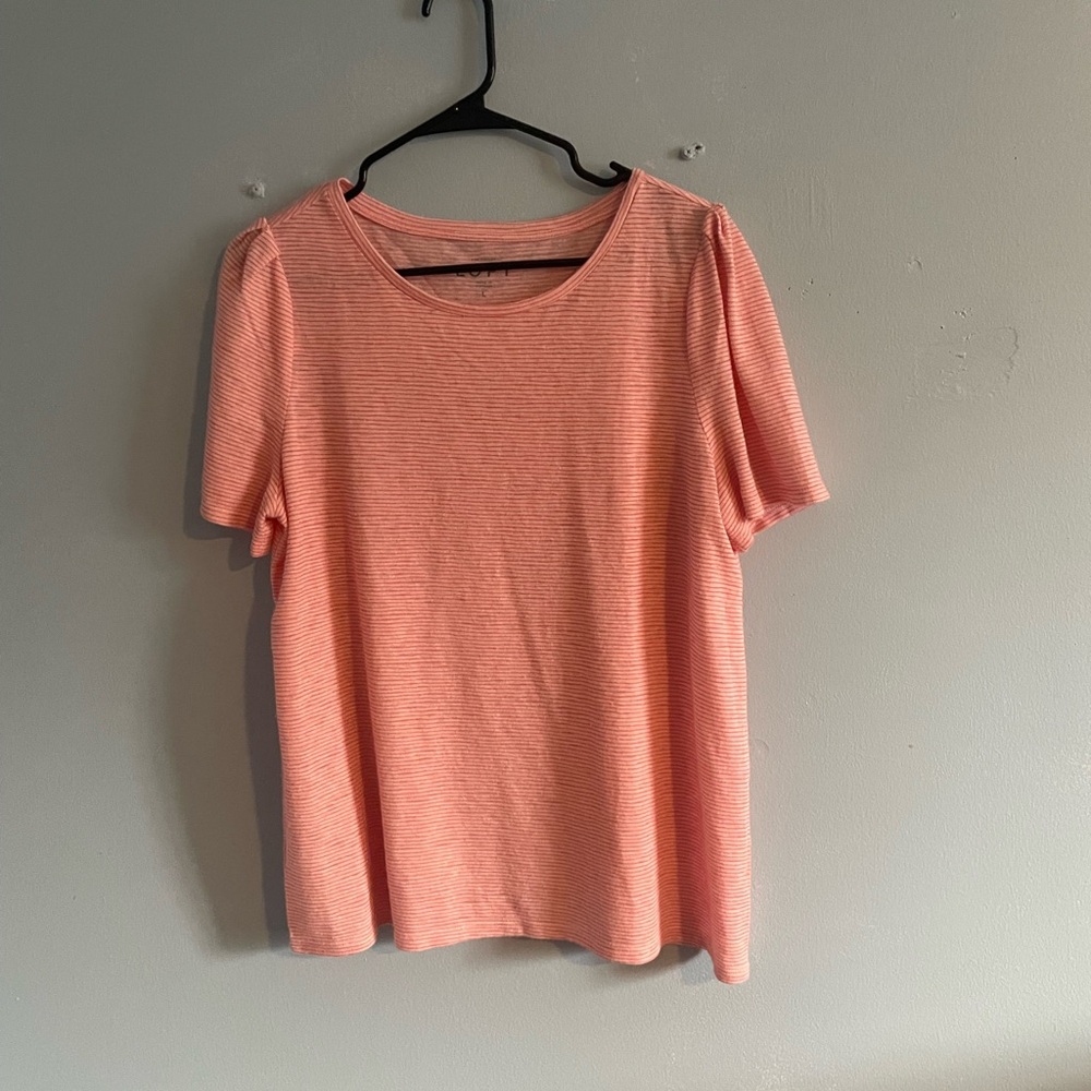LOFT Pink Striped Blouse